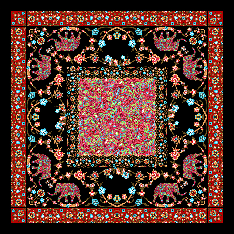 Silk twill scarf  Impressions of the Miao ethnic