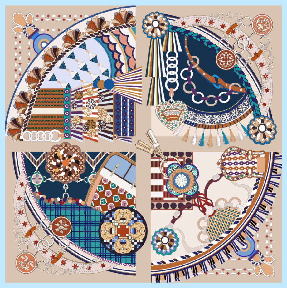Double-sided Silk scarf Spring (1501)