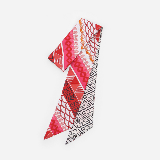 Silk ribbon scarf  Geometric figure