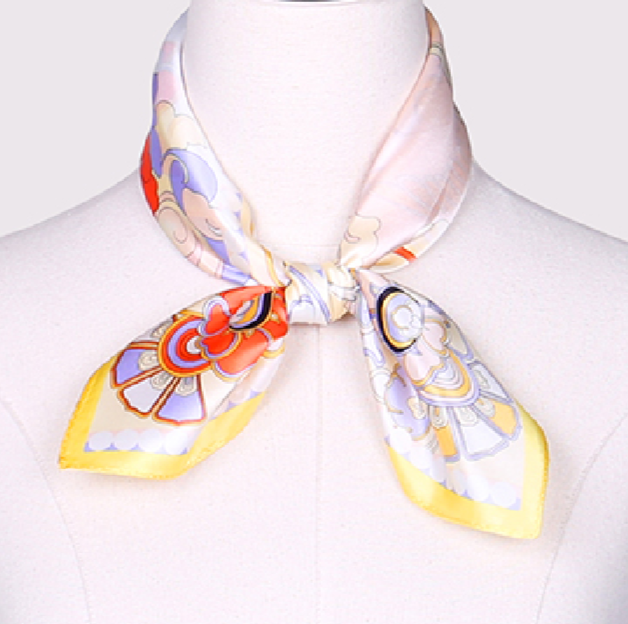 Silk Satin small square print scarf