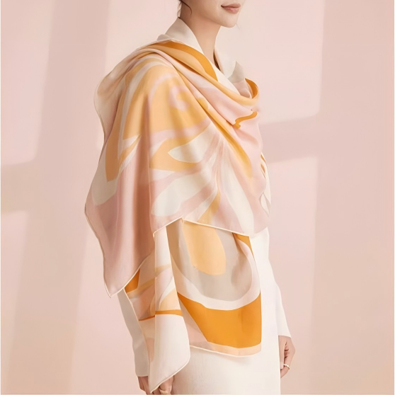 Silk/wool Long Shawl (Orchid)