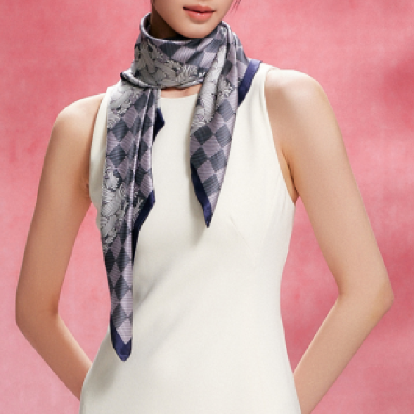 Silk satin scarf  Check