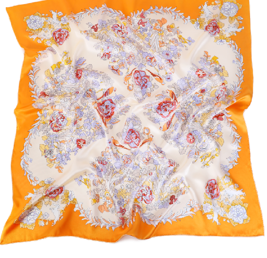 Silk satin scarf  Fall garden
