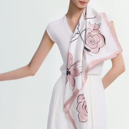 Silk Twill scarf Roses