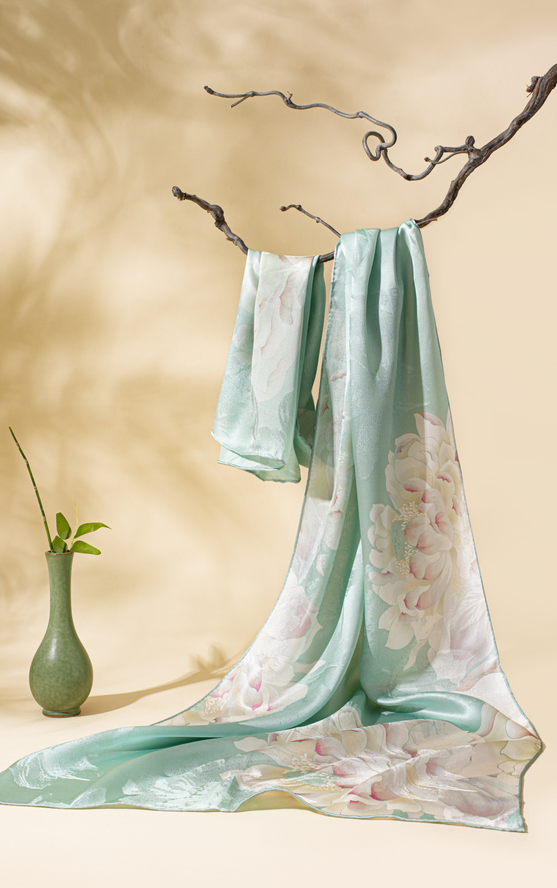 Silk jacquard double-sided long scarf 1512