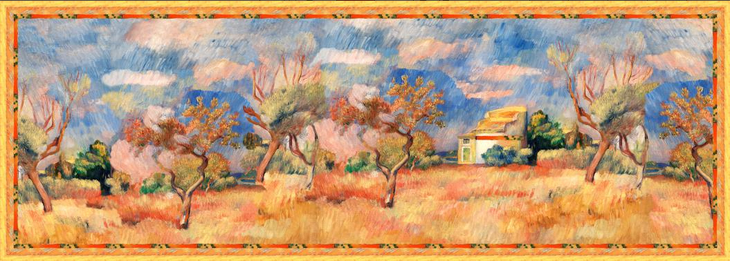 100%Silk satin long scarf  painting collection 1913