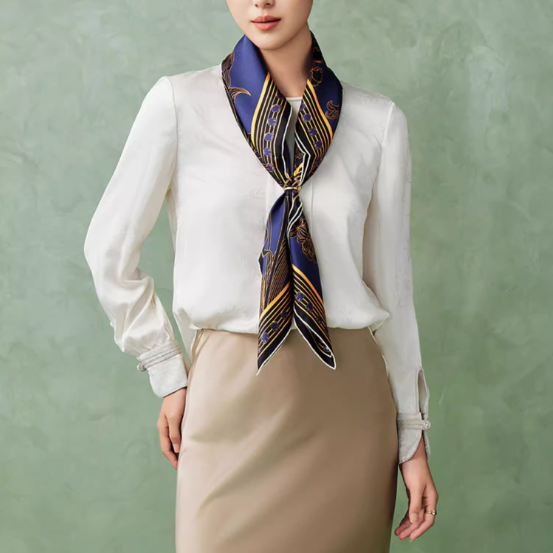 Double-sided Silk Twill scarf Flower (262)