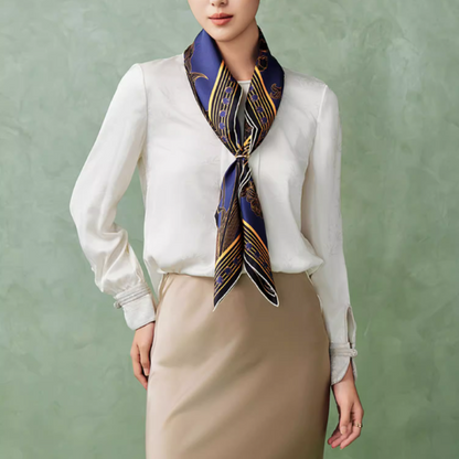 Double-sided Silk Twill scarf Flower (262)