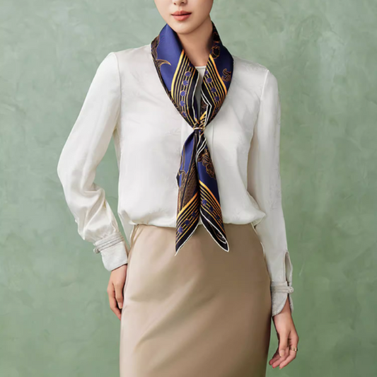 Double-sided Silk Twill scarf Flower (262)