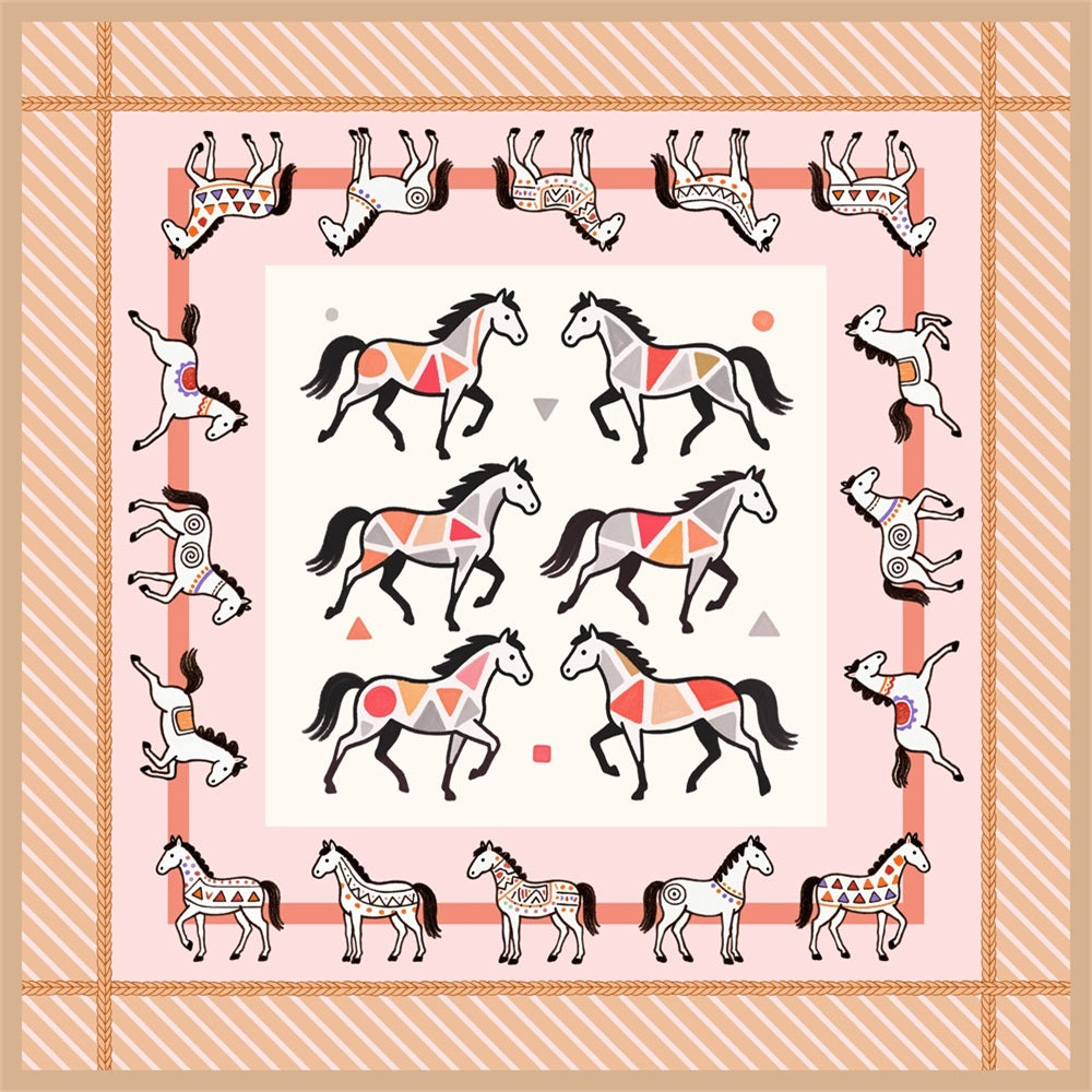 Double-sided Silk Twill scarf Horses (461)