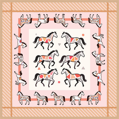 Double-sided Silk Twill scarf Horses (461)