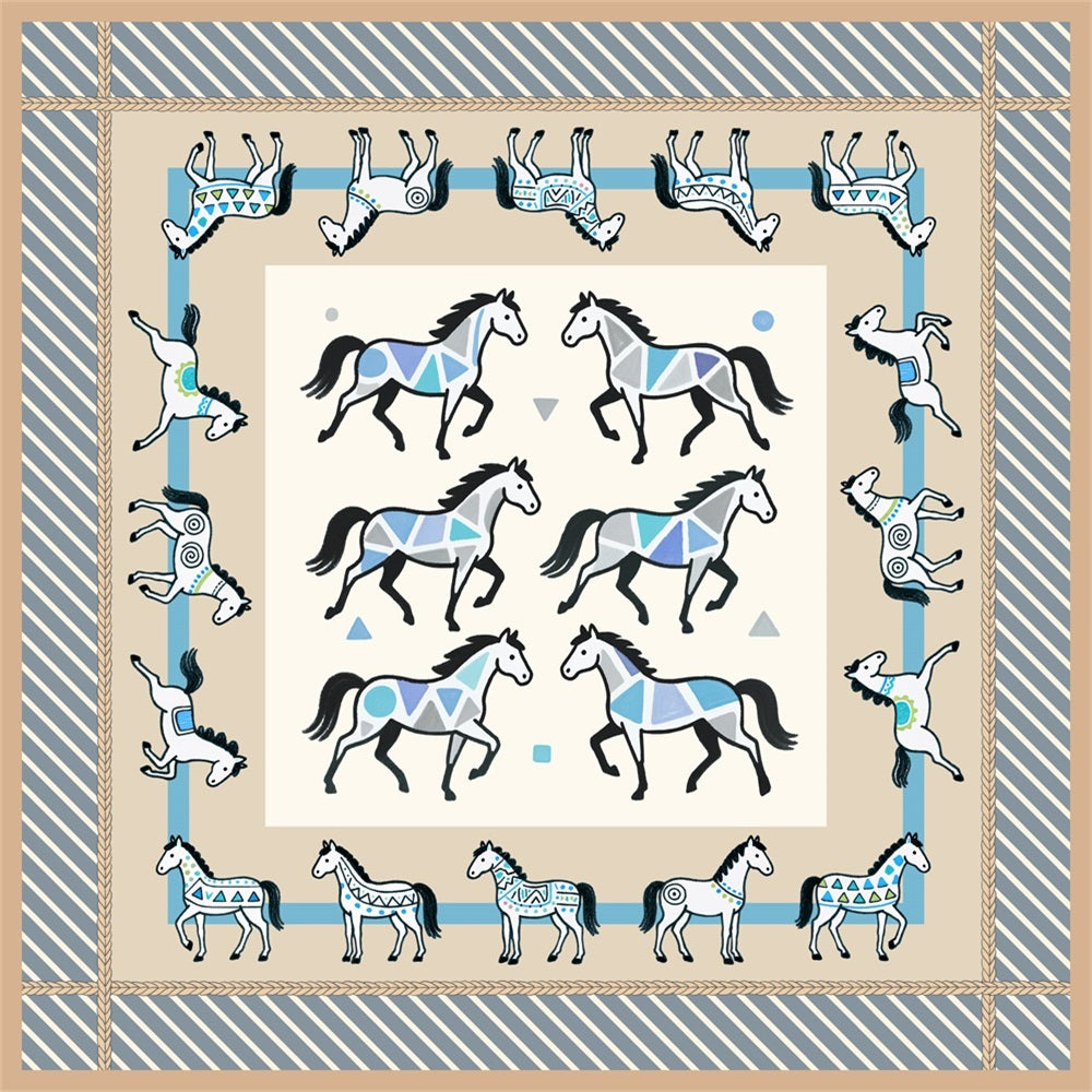 Double-sided Silk Twill scarf Horses (461)