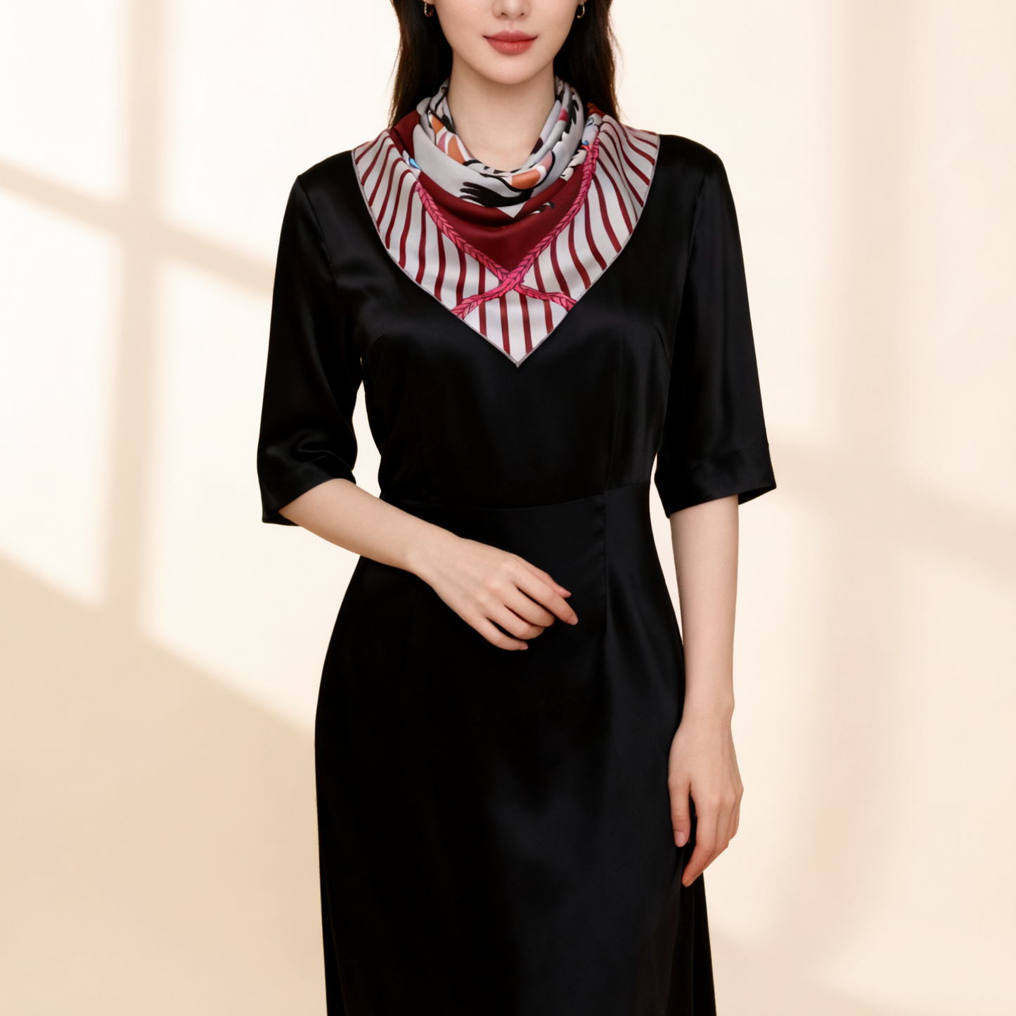 Double-sided Silk Twill scarf Horses（462)