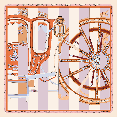 Silk satin scarf  Carriage