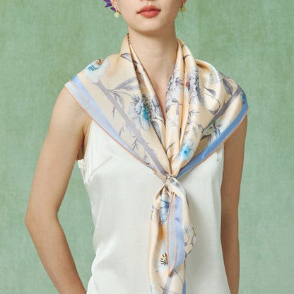 Silk satin scarf  (flowers)