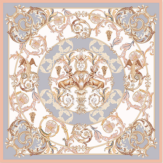 Double-sided Silk Twill scarf Deer (613)