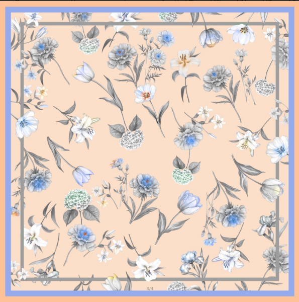 Silk satin scarf  (flowers)