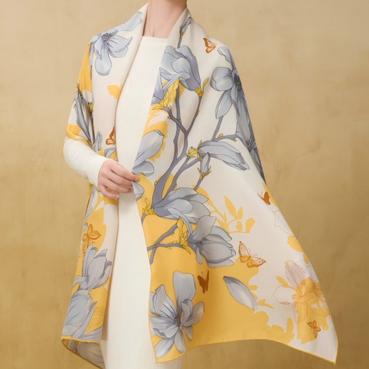 Silk/wool Long Shawl (butterfly)