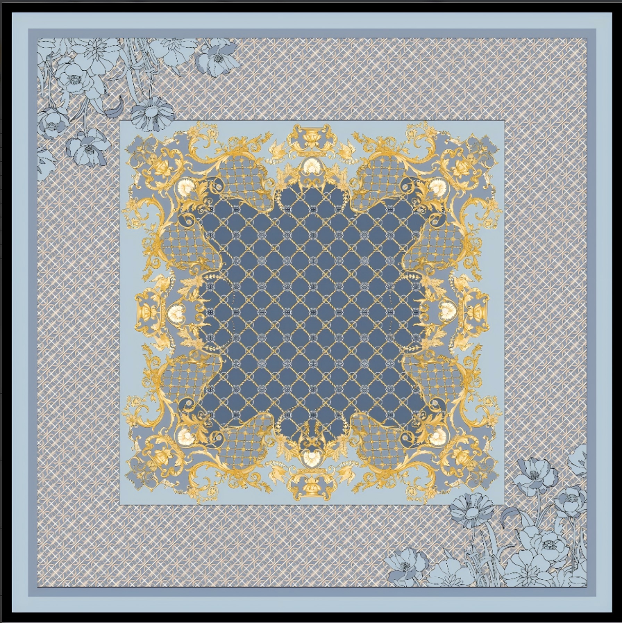Silk/wool  Shawl Flowers