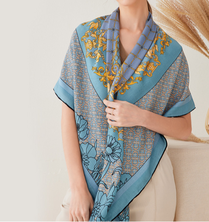 Silk/wool  Shawl Flowers