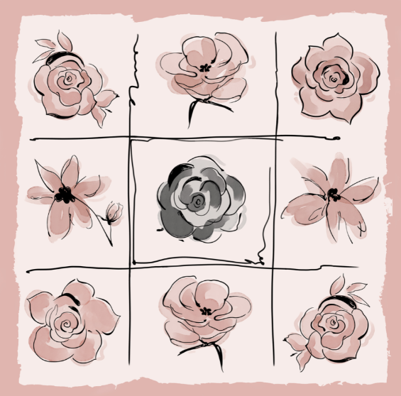 Silk Twill scarf Roses