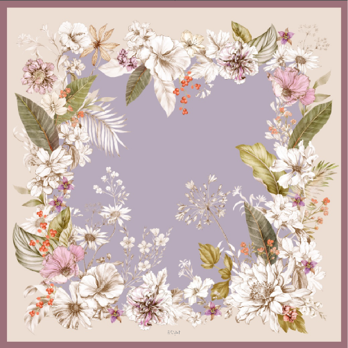 Silk satin scarf  Spring flowers