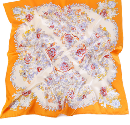 Silk satin scarf  Fall garden